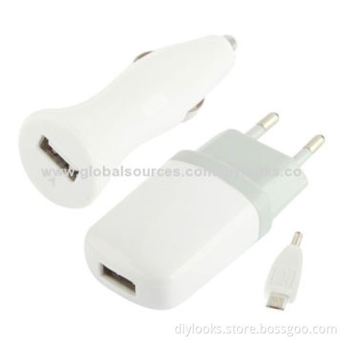 3-in-1 USB Power Adapter + Car Charger + Micro USB Charger Adapter Travel KitNew